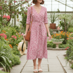 Pink Side Pocket V-neck Short Sleeve Summer Dress