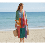 Vintage Geometric Pattern Art Print V-neck Long Sleeve Dress - Image 3