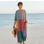 Vintage Geometric Pattern Art Print V-neck Long Sleeve Dress - Image 4