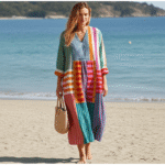 Vintage Geometric Pattern Art Print V-neck Long Sleeve Dress