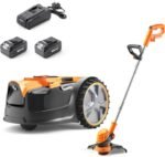 LawnMaster VisionCut Pro - Robot Lawn Mower Without Perimeter Wire + Grass Trimmer and 2 Batteries