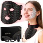 Red Light Therapy for Face & Neck, Red Light Mask with 850nm NIR, 7-1 Colors LED Light Therapy mask, Rechargeable LED Face & Neck Mask for Anti-Aging, Skin Firming & Radiant Glow at Home